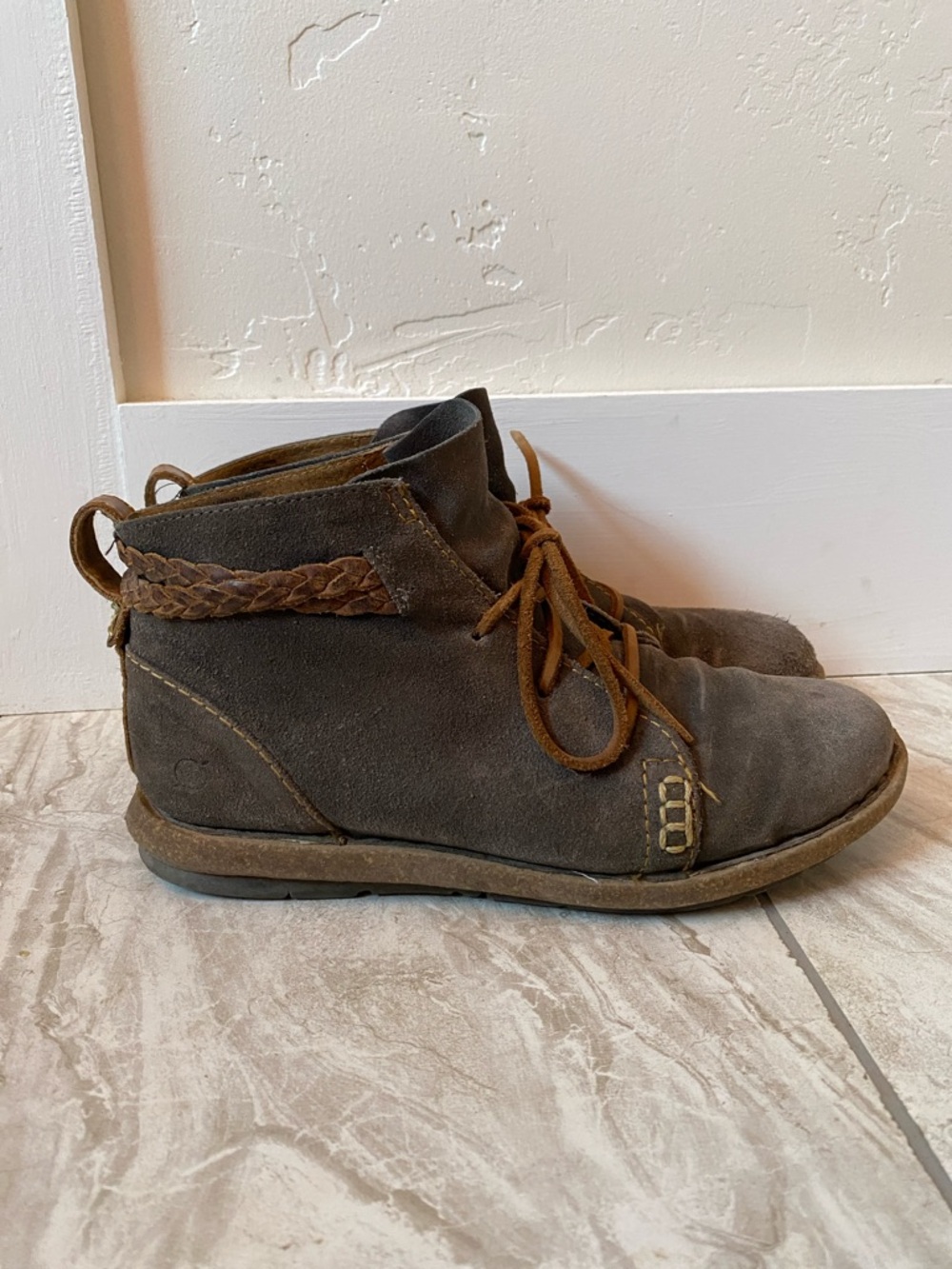 Brown Suede Lace-Up Ankle Boots